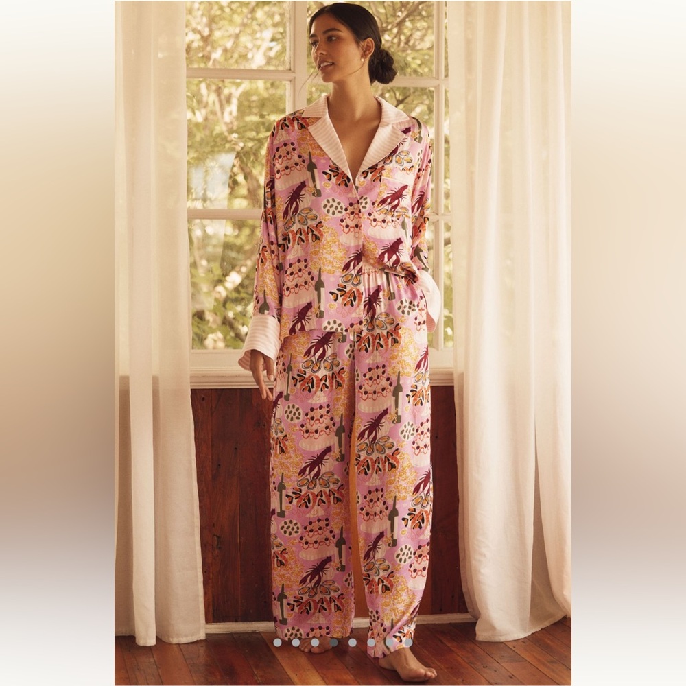 Anthropologie LyreBird Silky Oversized Pajama Set - Sz S